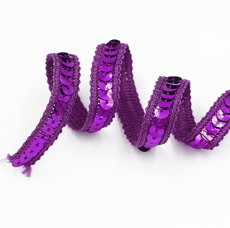 HB008 Sequins Ribbon Lace Trim 10 yards 13mm Sequin Fabric For Dress Clothes Headdress Bridal Sewing Accessories DIY