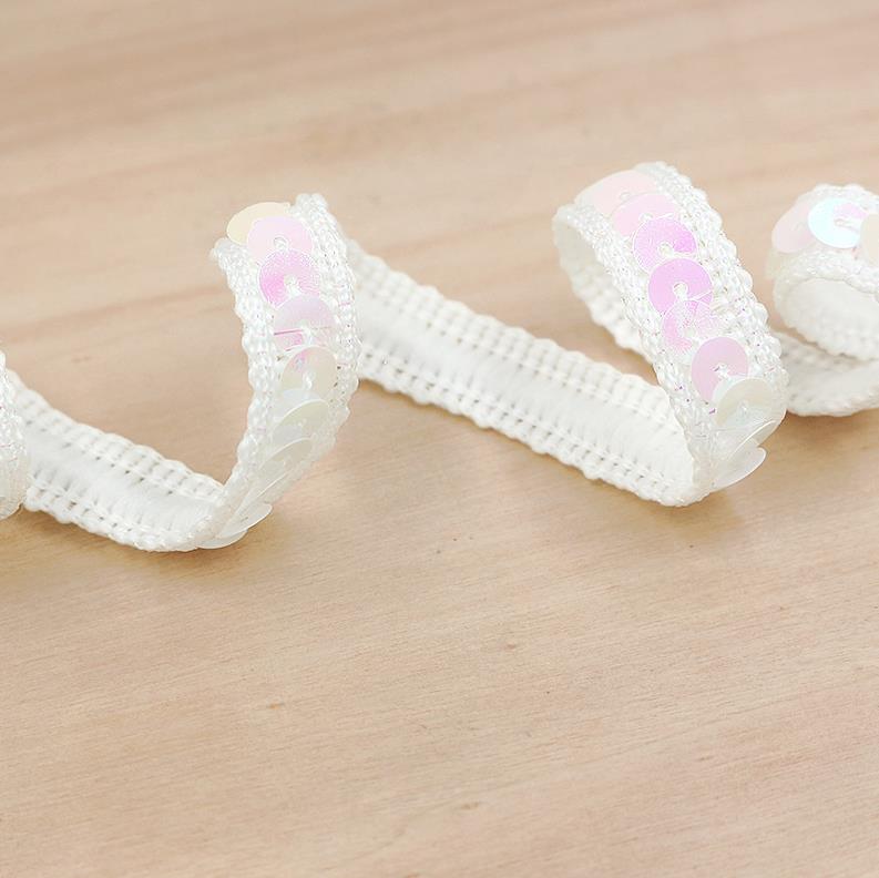 HB008 Sequins Ribbon Lace Trim 10 yards 13mm Sequin Fabric For Dress Clothes Headdress Bridal Sewing Accessories DIY