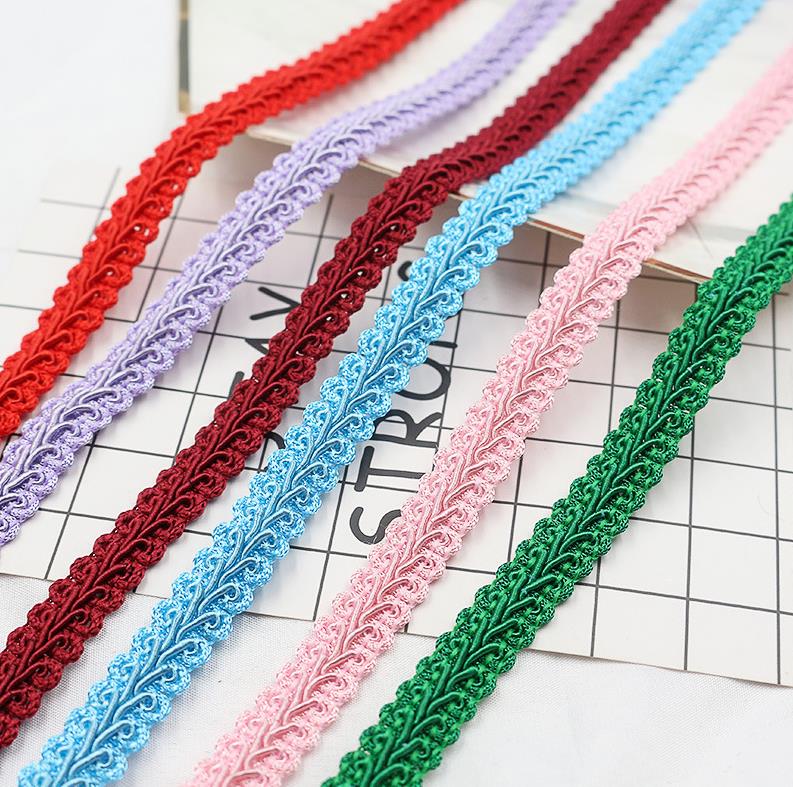 HB009 Polyester Lace Trim Ribbon Centipede 10 Yards 12mm Braided Lace DIY Craft Sewing Accessories Wedding Decoration Fabric Curve Lace