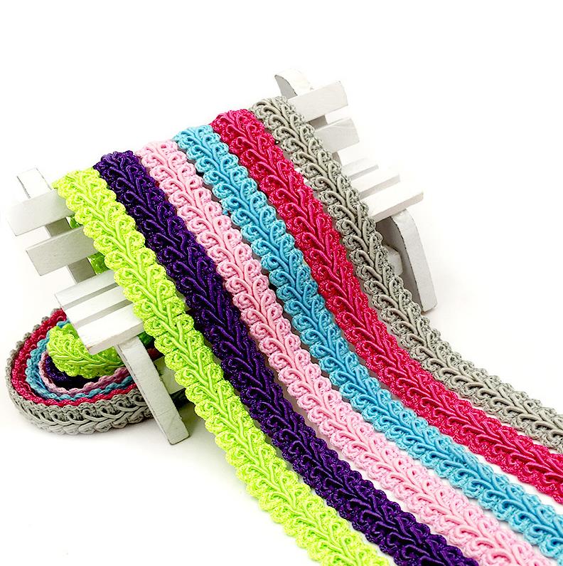 HB009 Polyester Lace Trim Ribbon Centipede 10 Yards 12mm Braided Lace DIY Craft Sewing Accessories Wedding Decoration Fabric Curve Lace