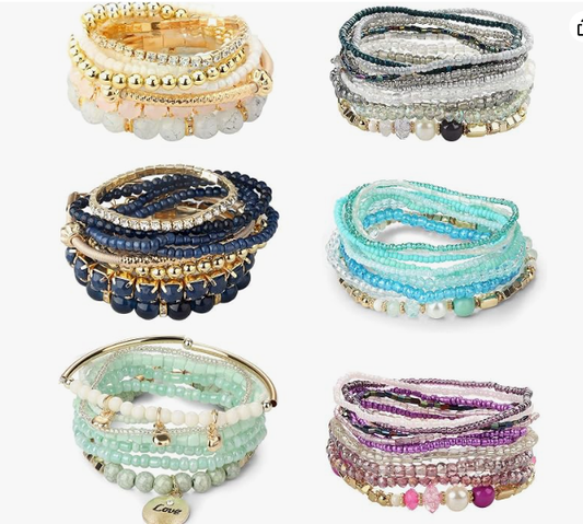 6 Sets Bohemian Stackable Bead Bracelets for Women Bracelet Set