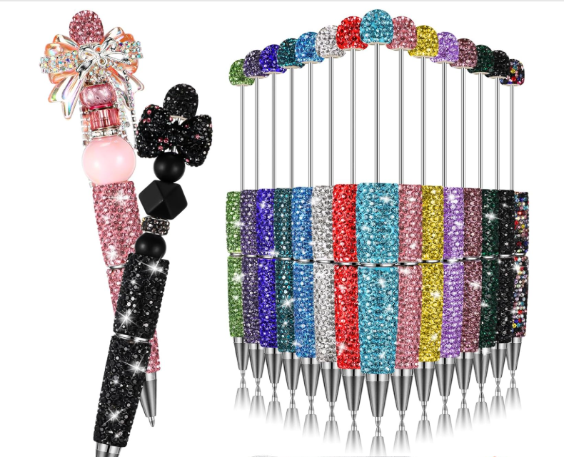 50pcs Rhinestone Beads Pens,color random mix, Diamond Ballpoint, for DIY Journaling,