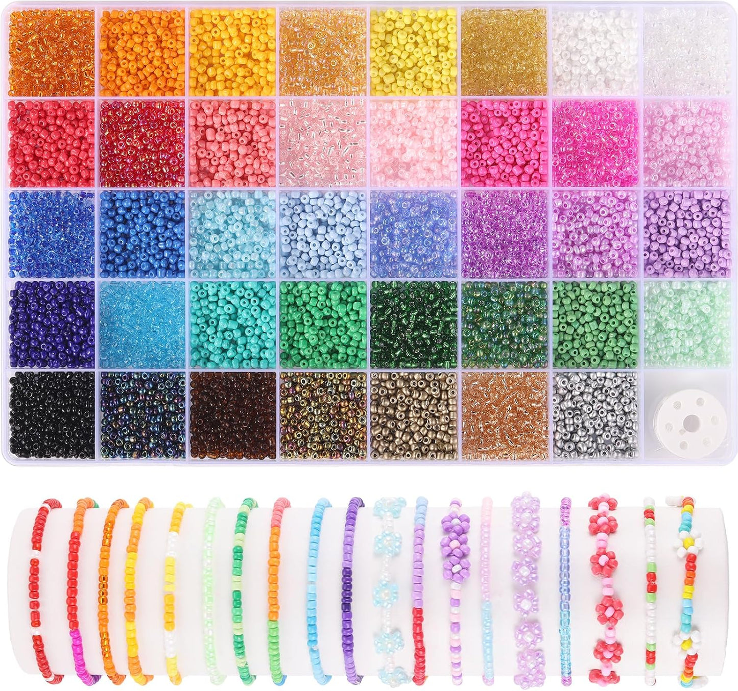 3mm Seed Beads for Jewelry Making, 39 Colors Small Beads for Bracelets