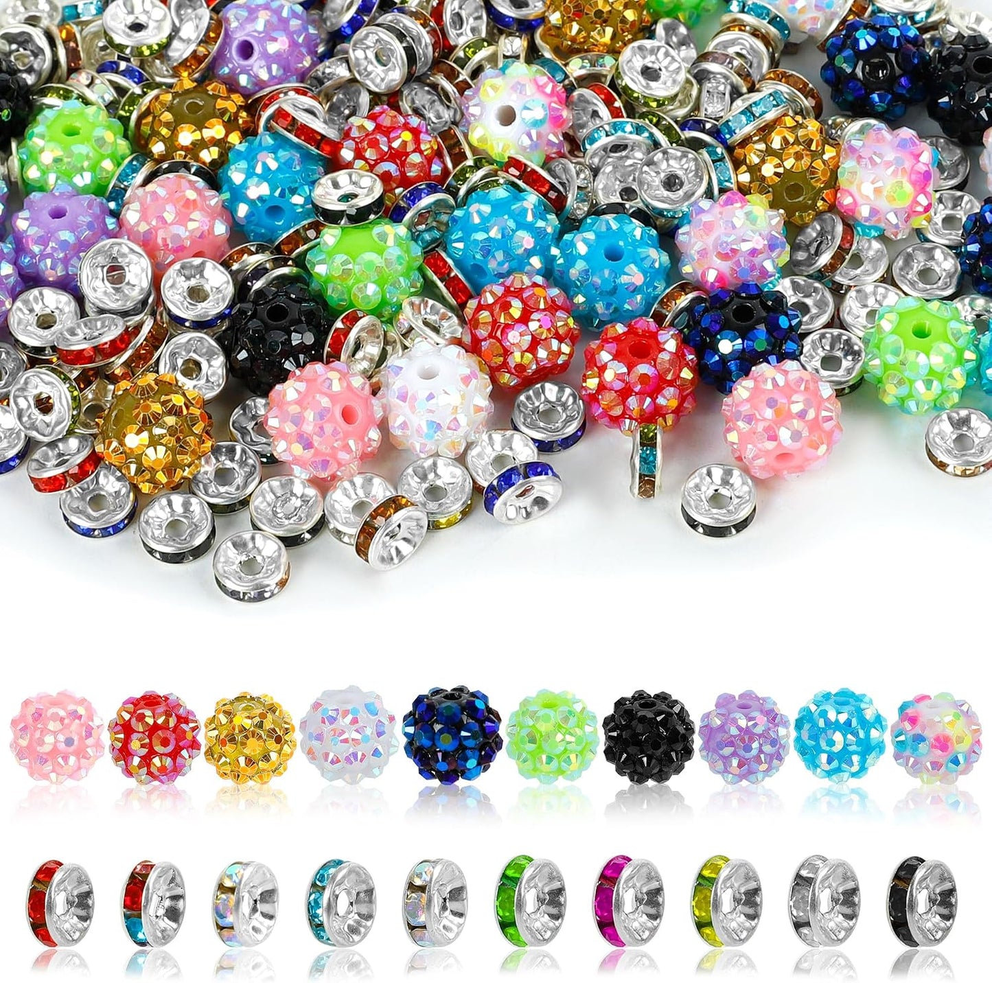 500 Pcs Beads for Pens - Focal Bead for Beaded Pens Rhinestone Beads for Beadable, Spacer Bead for Keychains Bracelets Crafts