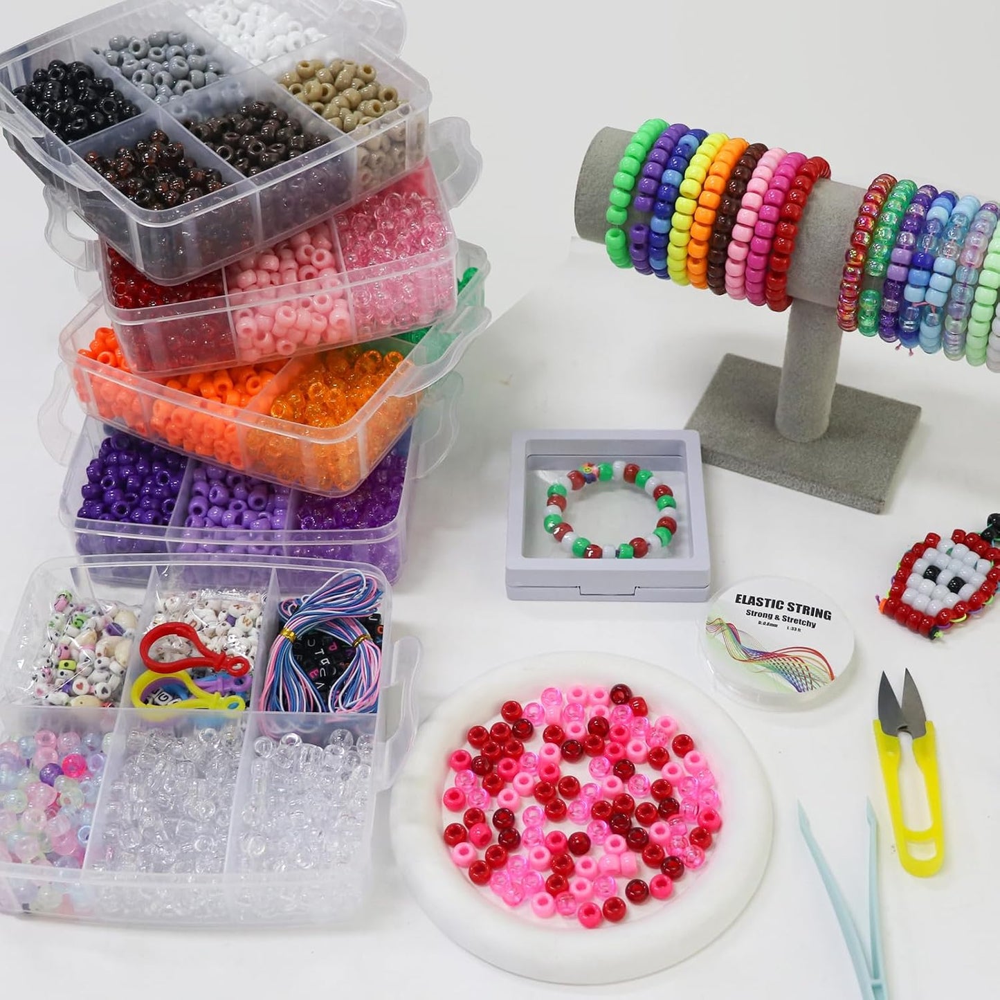 002Beads for Necklace Jewelry Making Hair Braiding,Bracelets Making Kits, Craft and Gift for Girls
