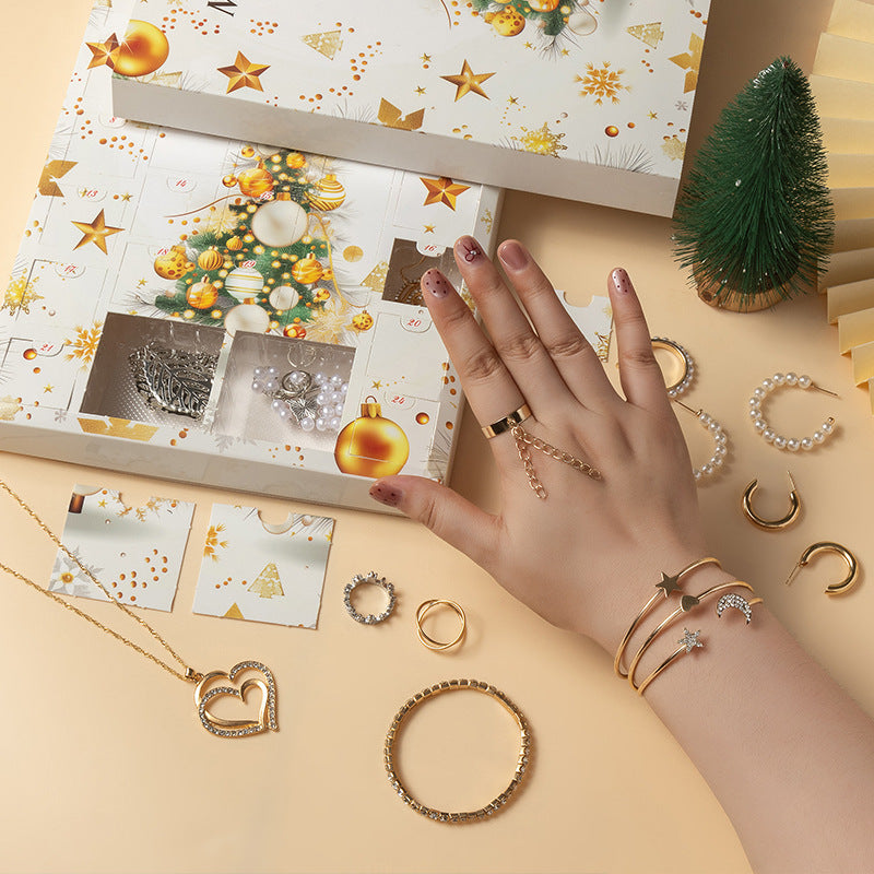 1 set blind box for Christmas Gift Countdown Calendar Advent Jewelry Blind Box Earrings Necklace Bracelet Gift Box
