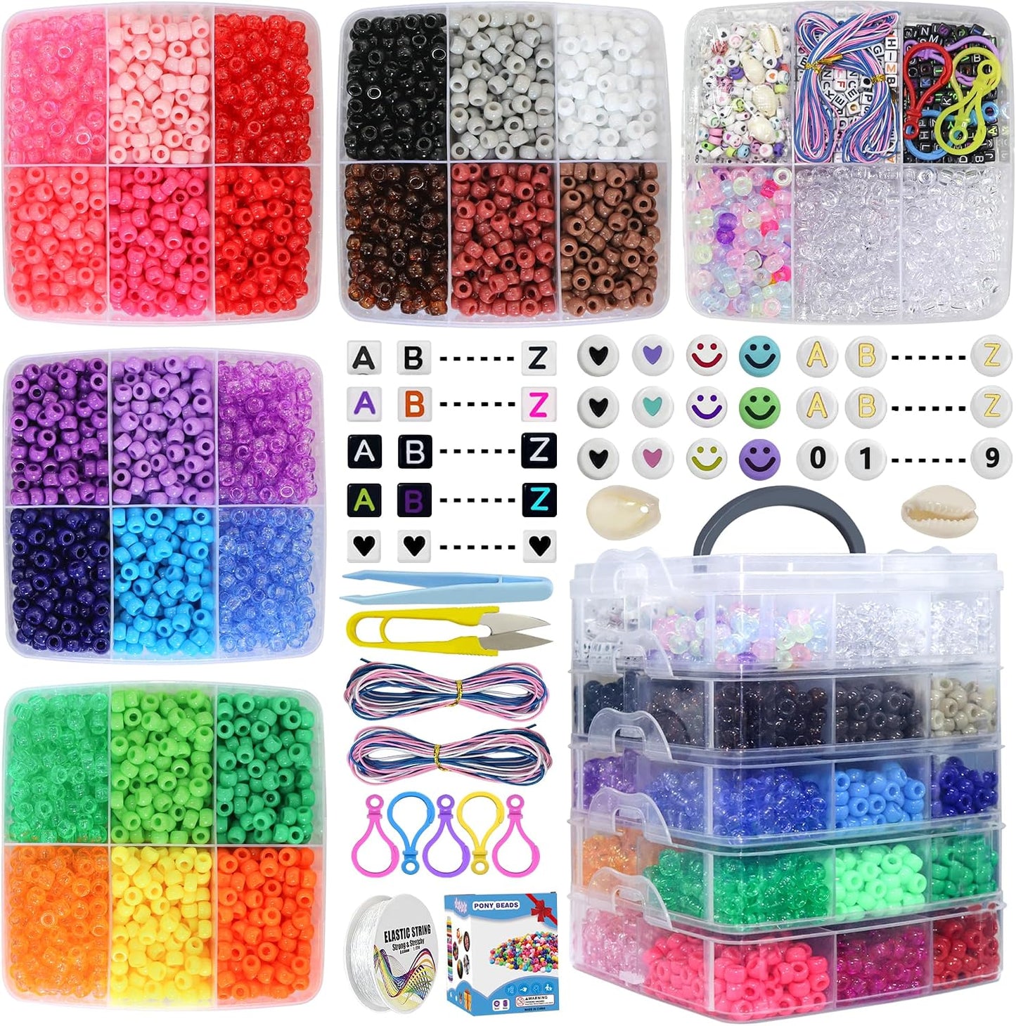 002Beads for Necklace Jewelry Making Hair Braiding,Bracelets Making Kits, Craft and Gift for Girls