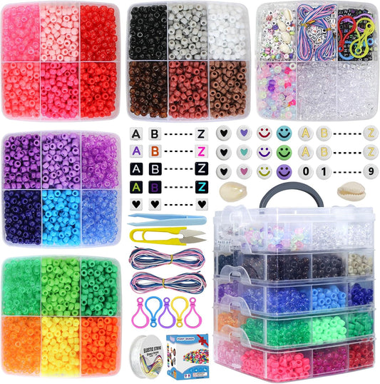 002Beads for Necklace Jewelry Making Hair Braiding,Bracelets Making Kits, Craft and Gift for Girls