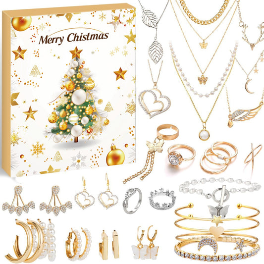 1 set blind box for Christmas Gift Countdown Calendar Advent Jewelry Blind Box Earrings Necklace Bracelet Gift Box