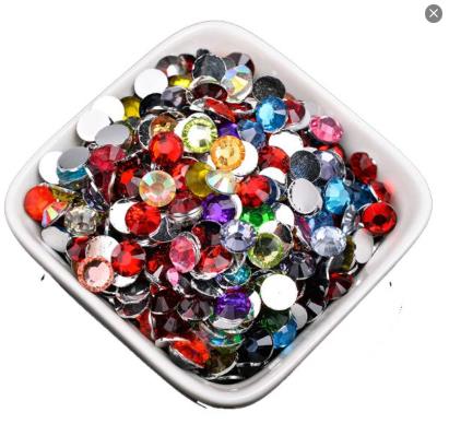 RH001 Rhinestones non-AB Color Nail Art Crystal Flatback Round silver bottom solid color