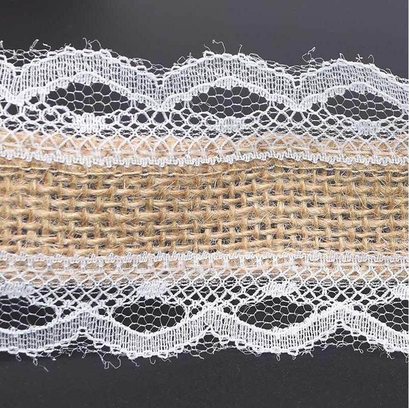 HB005 Lace Ribbon Natural Jute 5M Jute Burlap Roll Vintage Rustic Wedding Decoration Hessian Ribbon Party Supplies