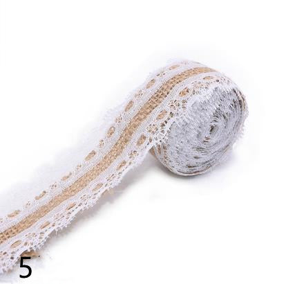 HB005 Lace Ribbon Natural Jute 5M Jute Burlap Roll Vintage Rustic Wedding Decoration Hessian Ribbon Party Supplies