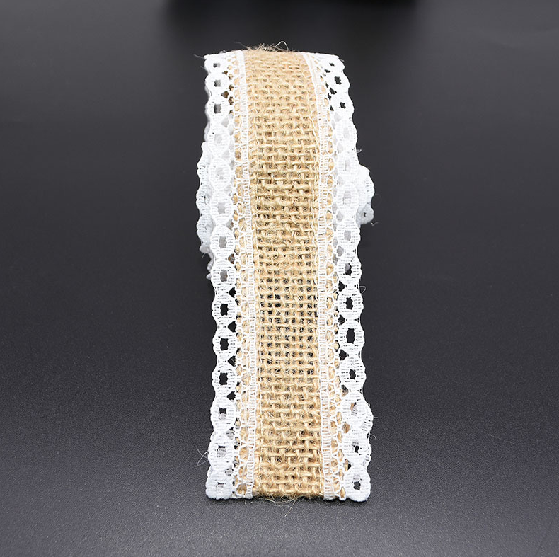 HB005 Lace Ribbon Natural Jute 5M Jute Burlap Roll Vintage Rustic Wedding Decoration Hessian Ribbon Party Supplies