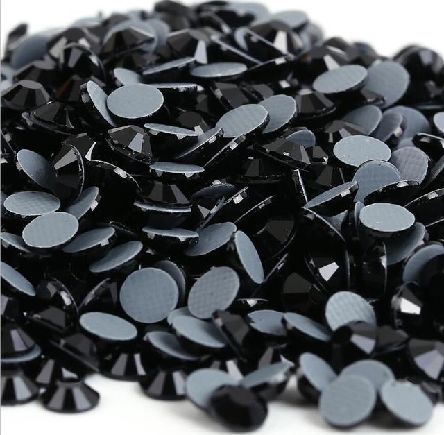 GG021 SS20(5MM) Hotfix Flatback Hair clip diy fabric diy Glass Rhinestones Round Gems (Black, SS20 1440pcs) Nylon