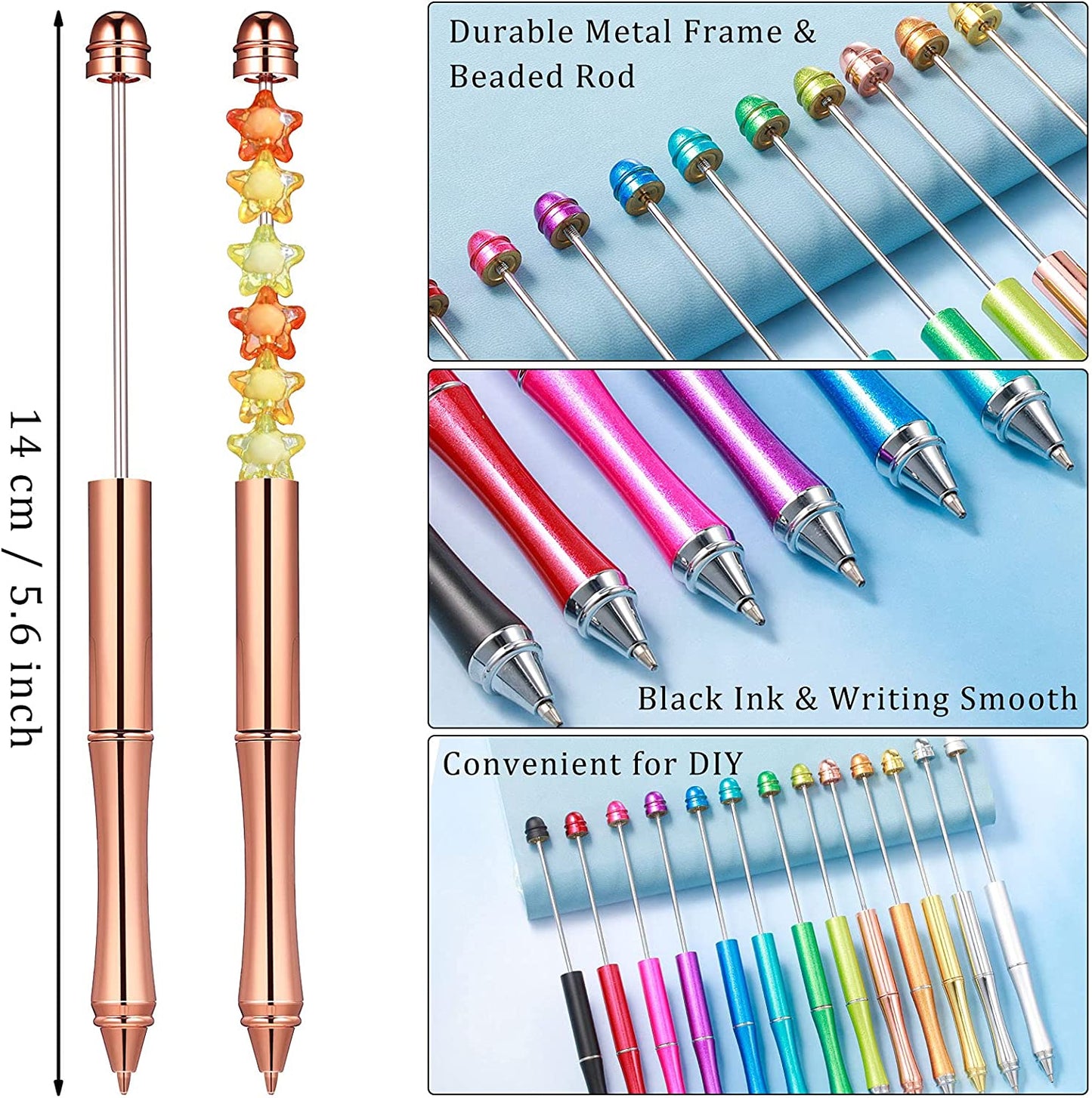 041 Beadable Pen Bulk Bead Ballpoint Pen Shaft Black Ink Beaded Pens