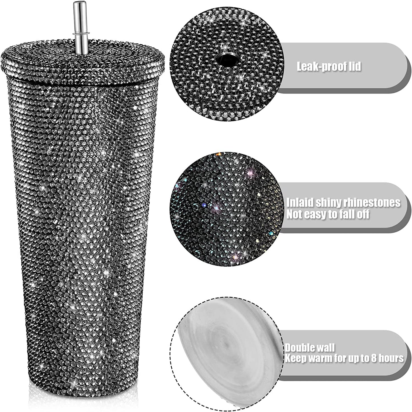 045Studded Bling Diamond Rhinestone Tumbler kit tools for DIY With Lid and Straw Water Bottles Stainless Steel Double Wall