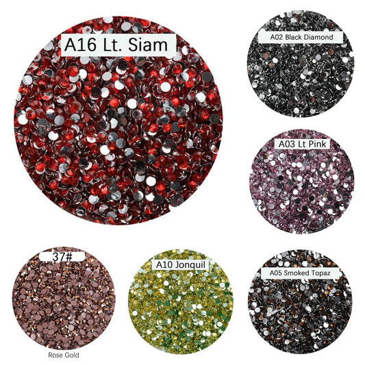 RH001 Rhinestones non-AB Color Nail Art Crystal Flatback Round silver bottom solid color