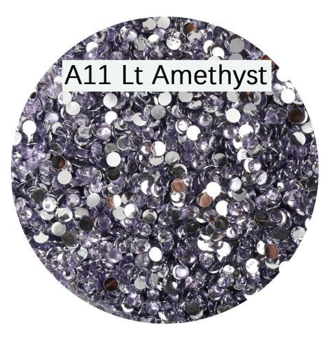 RH001 Rhinestones non-AB Color Nail Art Crystal Flatback Round silver bottom solid color