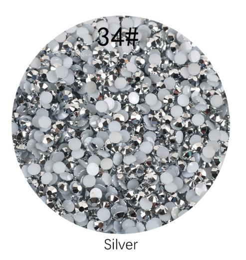 RH001 Rhinestones non-AB Color Nail Art Crystal Flatback Round silver bottom solid color