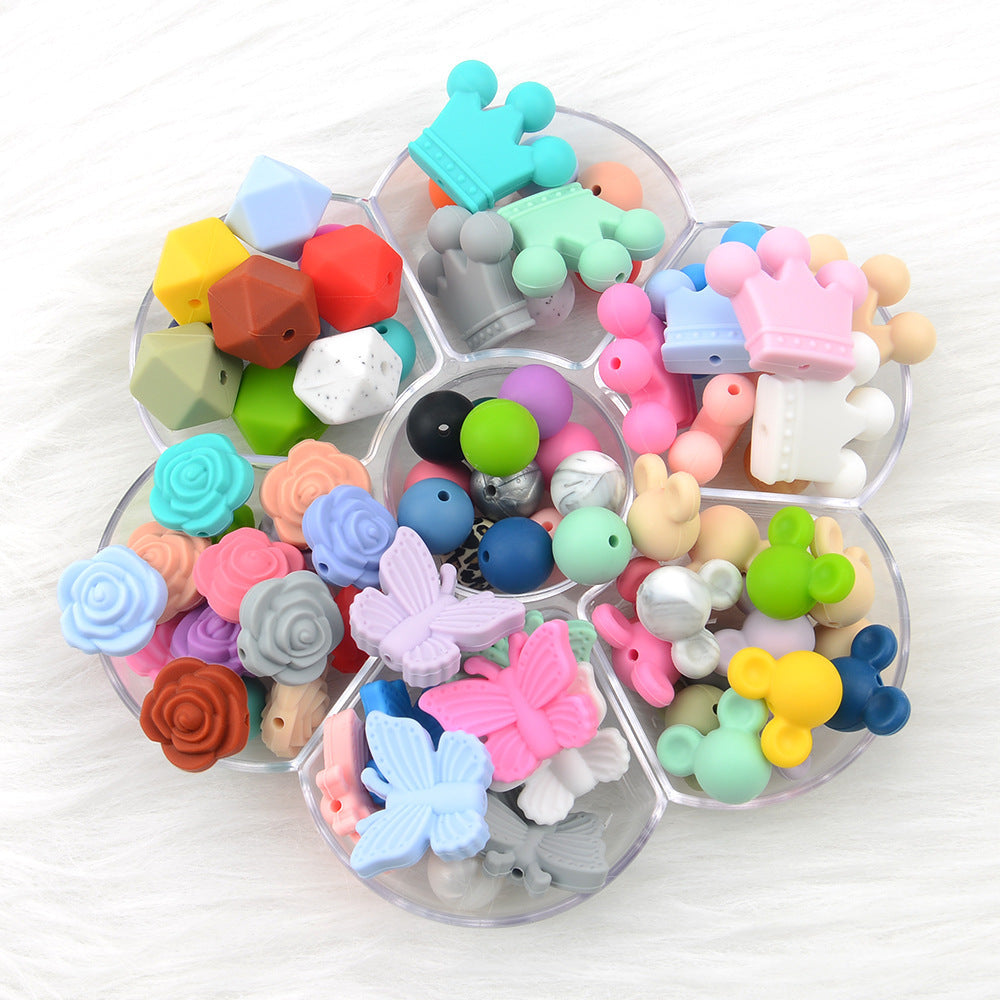 003 Silicone beads Loose Beads, DIY Necklace Bracelet Beads for Craft Set Jewelry, Cow Silicone Beads Bulk Round Assorted Beads